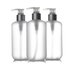 Cosmetic plastic bottle with dispenser pump,Liquid container for gel, lotion, cream, shampoo, bath foam isolated on white background