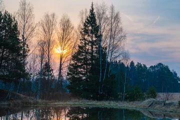 Foto auf Leinwand Sunset on the lake © Antonyuk Viktor