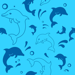 blue pattern with dolphins