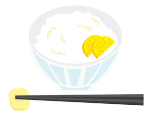 沢庵　たくあん　ご飯　白ご飯