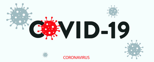 Fototapeta na wymiar Covid-19 Coronavirus concept typography design logo. World Health organization WHO introduced new name for Coronavirus disease named COVID-19 very dangerous virus vector illustration.