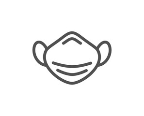 Obraz premium Medical mask line icon. Safety breathing respiratory mask sign. Coronavirus face protection symbol. Quality design element. Editable stroke. Linear style medical respirator icon. Vector