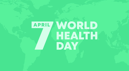 World Health day 7 april banner cover on a green background with world map 