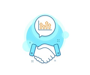 Financial graph sign. Handshake deal complex icon. Growth chart line icon. Upper Arrows symbol. Business investment. Agreement shaking hands banner. Upper arrows sign. Vector