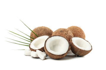 Group of coconut isolated on white background. Tropical fruit