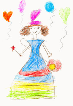 happy fairy girl pencil stock illustration