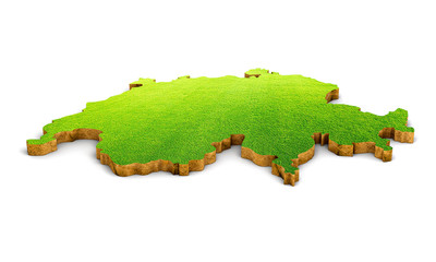 3d map of Switzerland on white isolated background