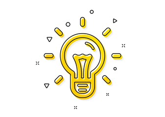 Light bulb sign. Idea icon. Copywriting symbol. Yellow circles pattern. Classic idea icon. Geometric elements. Vector