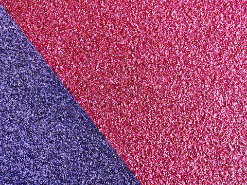 Purple And Dark Red Glitter Background With Texture. Horizontal Frame. Copy Space. Flat Layout.