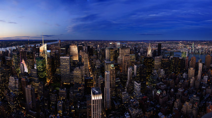 view of the buildings of New York at night