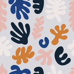 Fotobehang Organische vormen Trendy naadloos patroon met abstracte organische uitgesneden Matisse geïnspireerde vormen in neutrale kleuren