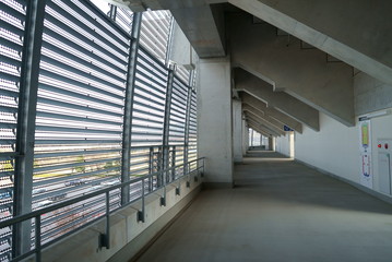 Corridor of sports stadium made of concrete