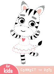 Obraz na płótnie Canvas Connect the dots, education game for kids, Zebra dancer