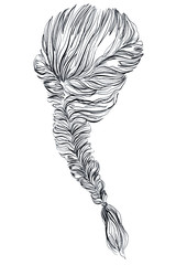 Long fishtail braid hairstyle vector illustration