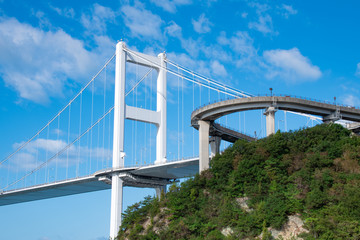 来島海峡大橋　Kurushima-Kaikyo-Ohashi bridge and Oshima island and Setonaikai in Imabari city, Ehime Pref. Japan.
