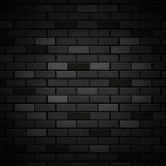 Black brick wall pattern background surface, vector illustration. Stone block structure brickwall, urban design wallpaper