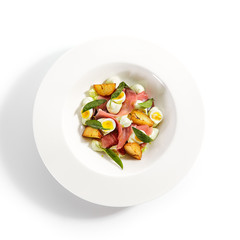 Tuna salad, baked potatoes and boiled quail eggs