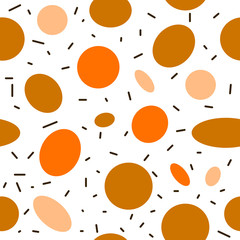 Orange abstract vector seamless texture with disks. Beautiful colored illustration with circles in nature style. Pattern for trendy fabric, wallpapers.