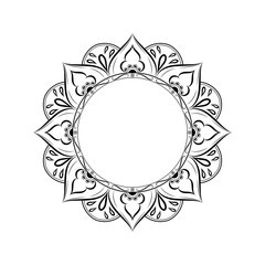 Circle flower of mandala with vintage floral style, Vector mandala Oriental pattern, Hand drawn decorative element. Unique design with petal flower. Concept relax and meditation use for page logo book