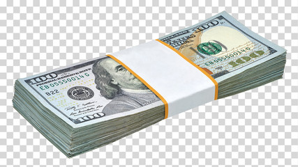 New design dollar bundle on isolated checkered background. Including clipping path