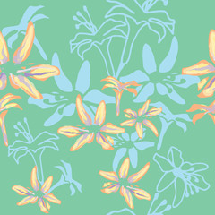Seamless floral pattern with hand draw spring flower