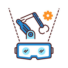 VR manufacturing color line icon. Cyber technology. Pictogram for web page, mobile app, promo. UI UX GUI design element. Editable stroke.