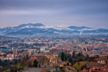 Fototapeta na wymiar landmarks of Italy - beautiful medieval town Bergamo, Lombardy