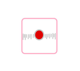 pink square recording button with middle red colour and white background.