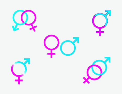 Male and female gender symbols background vector
