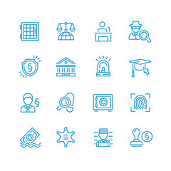 Law and Order Linear Vector Icons Set