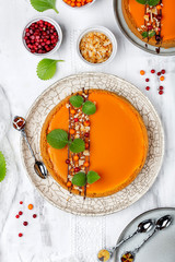 Fresh cheesecake with mango fruit and glaze