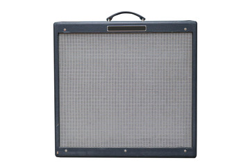 Isolated vintage Amplifier with white background.