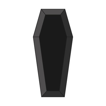 Black classical expensive international coffin a wooden casket. Vector illustration
