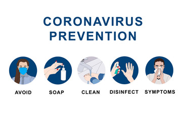Prevention information illustration related to 2019-nCoV. Vector illustration to avoid Coronavirus.