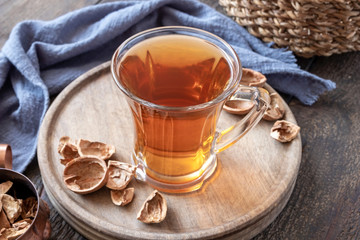 Herbal tea made from walnut shells - folk remedy for cough