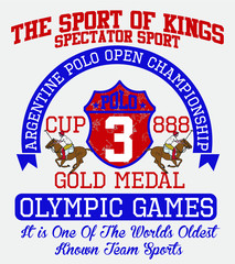 College polo sports graphic design vector art