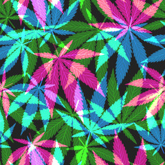 Seamless texture with hemp in neon colors
