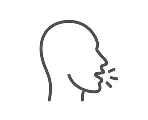 Cough line icon. Coronavirus symptom sign. Flu, sneeze or pneumonie symbol. Quality design element. Editable stroke. Linear style cough icon. Vector