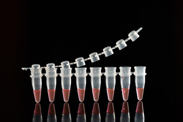 Pcr micro tube for coronavirus identification on black