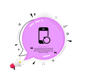 Recovery phone icon. Quote speech bubble. Backup data sign. Restore smartphone information symbol. Quotation marks. Classic recovery phone icon. Vector