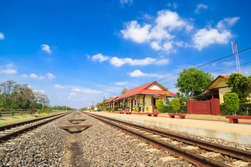 Fototapeta na wymiar Railway and blue sky