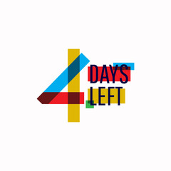 4 Days Left Number Vector Template Design Illustration