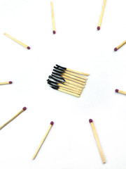 Social distancing concept for epidemic safety. The concept of the epidemic of viral disease from matches. Covid-19, 2019-ncov and Coronavirus danger.