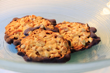 Closeup of Florentiner Cookies on a background