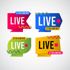 Live Streaming Tag Label Vector Template Design Illustration