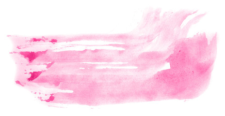 Abstract watercolor background hand-drawn on paper. Volumetric smoke elements. Pink color. For design, web, card, text, decoration, surfaces.