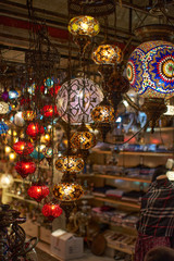 Geometric patterns on colorful turkish lamps