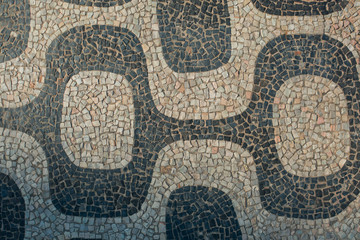 Close up of a famous Copacabana beach mosaic in Rio de Janeiro