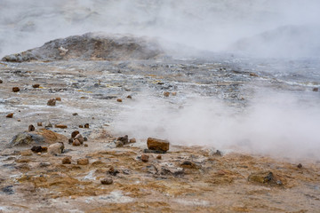 The geothermal region of Hverir in Iceland