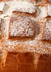 Bread texture with flour decoration above